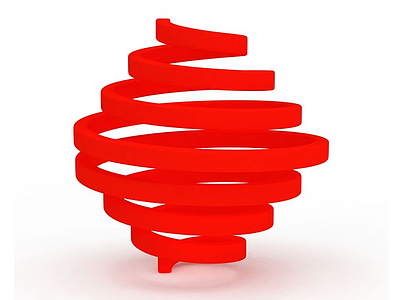 3d红色螺旋雕塑模型
