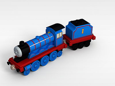 3d蓝色火车玩具模型