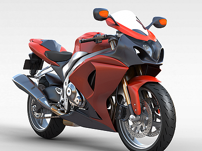 3d红色摩托车模型