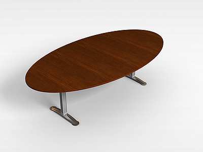 褐色圆形办公桌模型3d模型