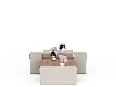 白色木质办公桌模型3d模型