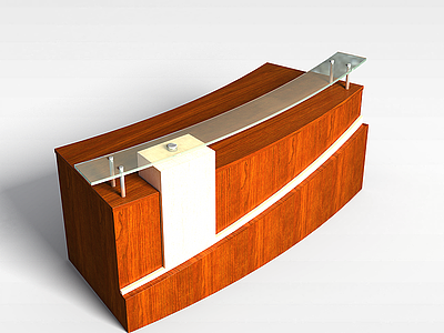 3d木质前台桌模型