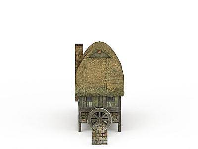 古代建筑茅草屋模型