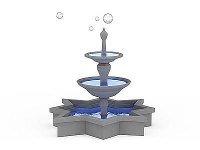 3d多角形喷泉景观免费模型