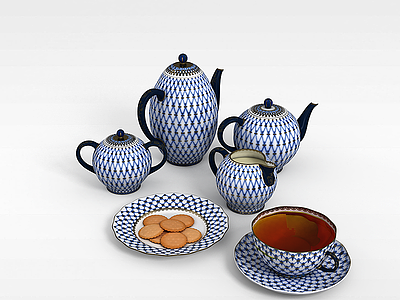 3d陶瓷茶壶组合模型