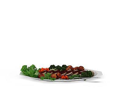 白色蔬菜瓷盘模型3d模型