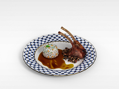 3d咖喱饭陶瓷盘子模型