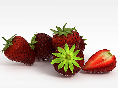 3d春节草莓水果模型