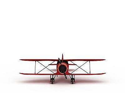 红色螺旋桨飞机模型3d模型