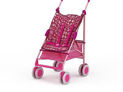 3d粉色儿童车模型