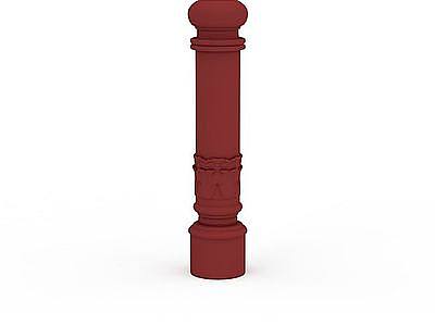 红色欧式圆形柱子模型3d模型