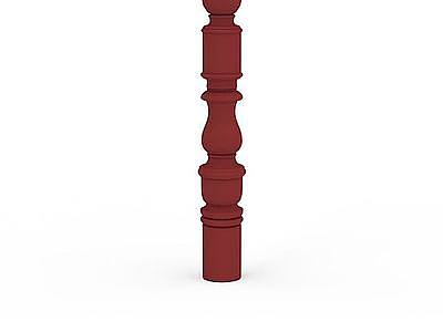 红色古典柱子模型