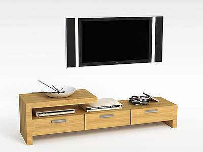 实木伸缩式电视柜模型3d模型