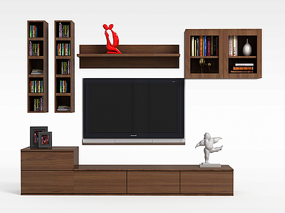 实木电视柜组合模型3d模型
