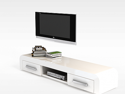 白色烤漆电视柜模型3d模型