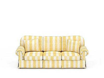 黄白条纹现代沙发模型3d模型