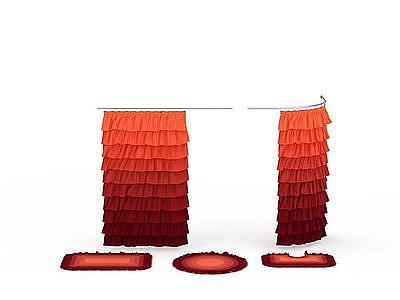 红色卫浴门帘模型3d模型