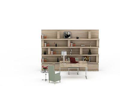 原色木质书柜模型3d模型
