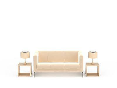 3d布艺米色沙发免费模型