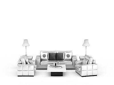 3d白色方格沙发组合免费模型