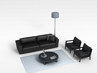 黑色沙发组合模型3d模型