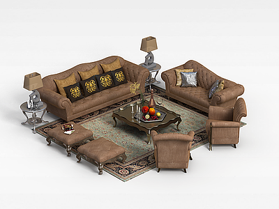 3d高档沙发组合模型