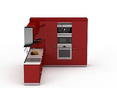 红色橱柜模型3d模型