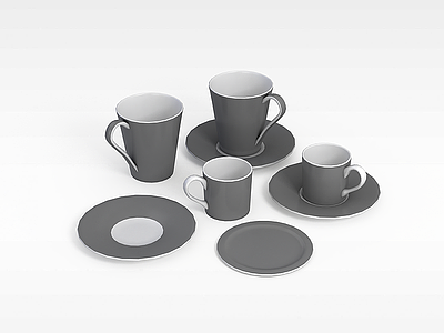 灰色陶瓷杯具模型3d模型