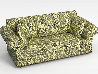 3d绿色斑点布艺沙发模型