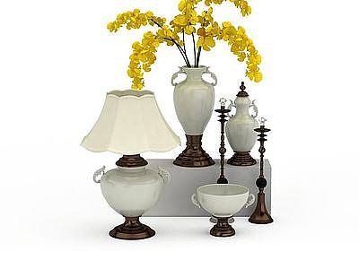 3d白色陶瓷花瓶摆件免费模型