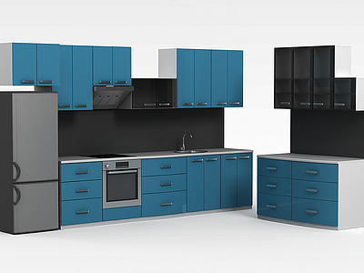 3d厨房家具橱柜组合模型