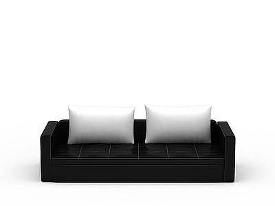 双人黑色沙发模型3d模型