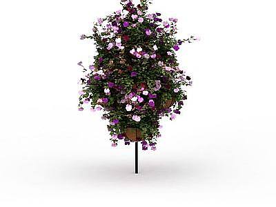 3d紫色鲜花吊篮免费模型