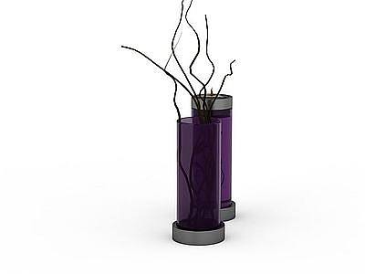 3d紫色玻璃瓶陈设品免费模型