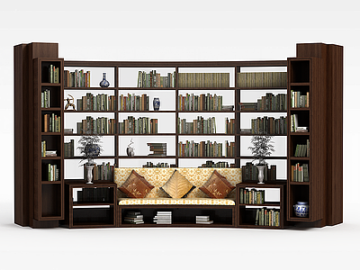 复古木质书柜模型3d模型