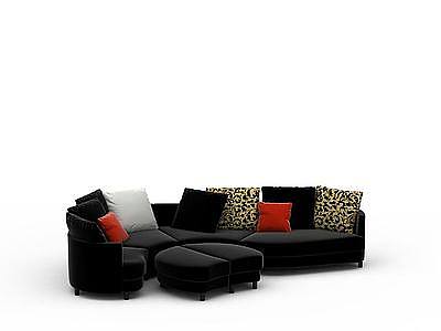黑色异形沙发模型3d模型