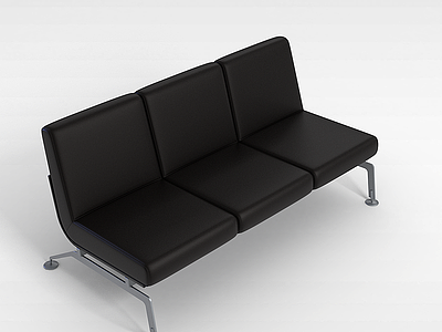 黑色三人沙发模型3d模型