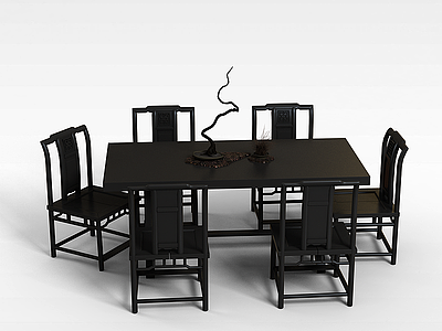 3d中式桌椅模型