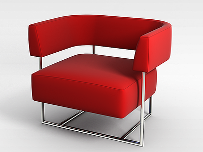 3d红色皮质椅子模型