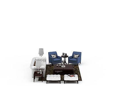 3d简约沙发组合免费模型