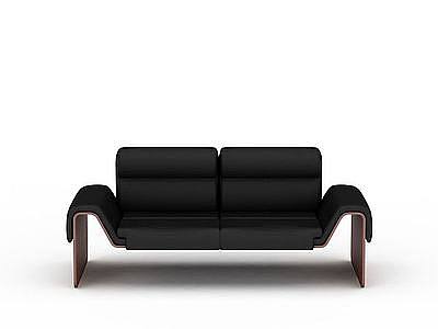 双人黑色沙发模型3d模型