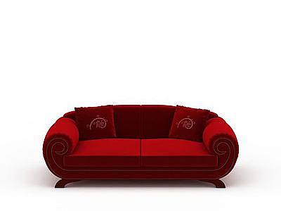 红色复古沙发模型3d模型