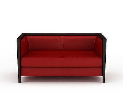3d红色真皮沙发免费模型