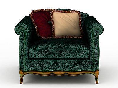 3d绿色布艺沙发免费模型