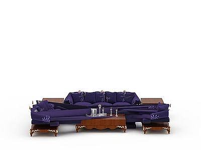 欧式紫色沙发模型3d模型