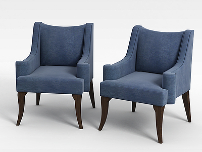 蓝色单人沙发椅模型3d模型