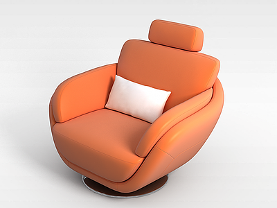 3d单人橘色沙发模型