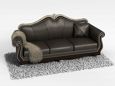 欧式三人沙发模型3d模型