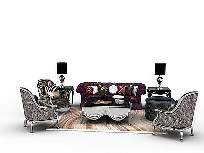 3d欧式客厅沙发组合模型