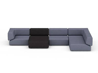 蓝色转角沙发模型3d模型